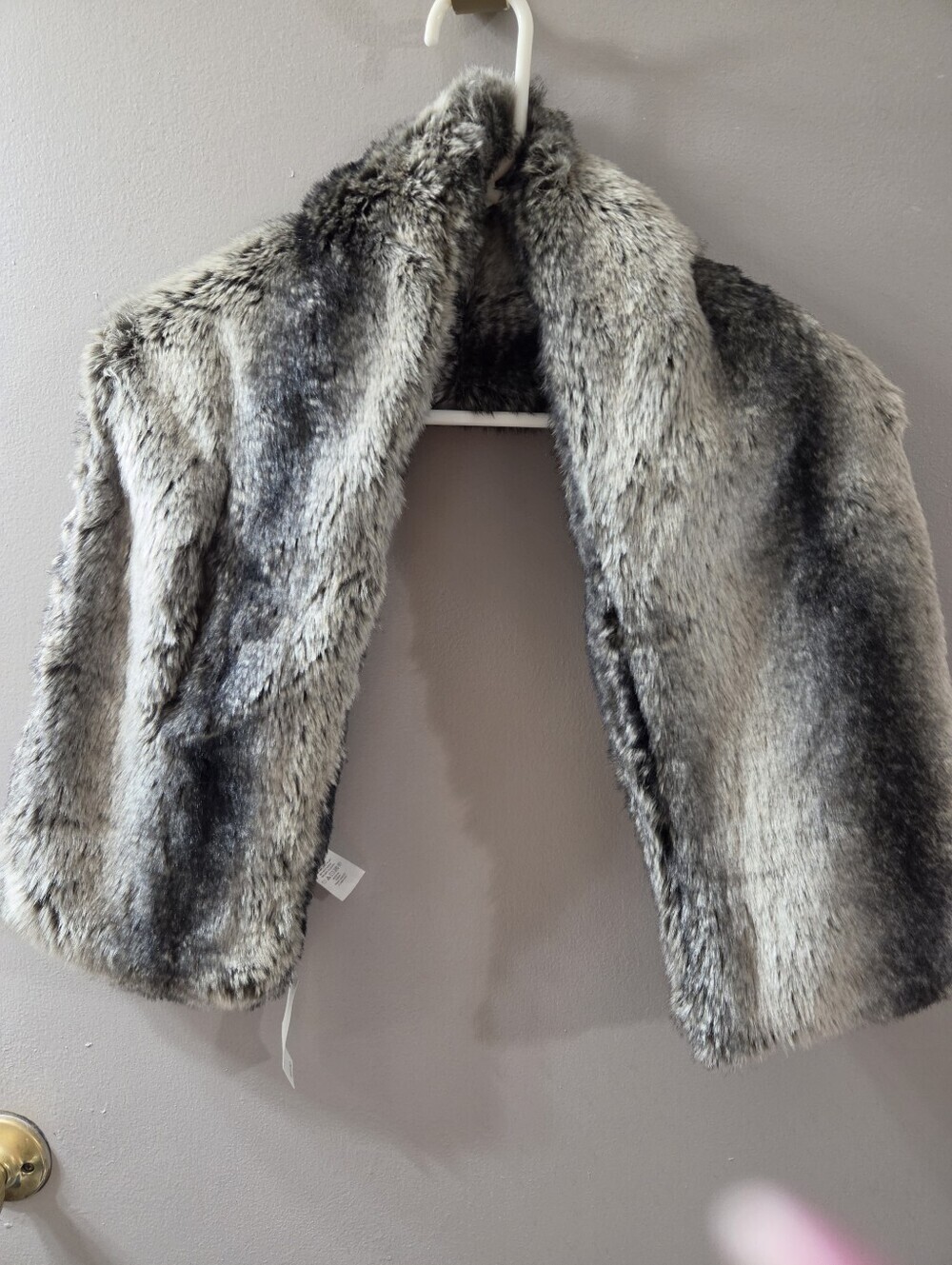 Loft Faux Fur Stole. Soft Wrap 45" Long.  Gray, Black, And Silver Tones NWT